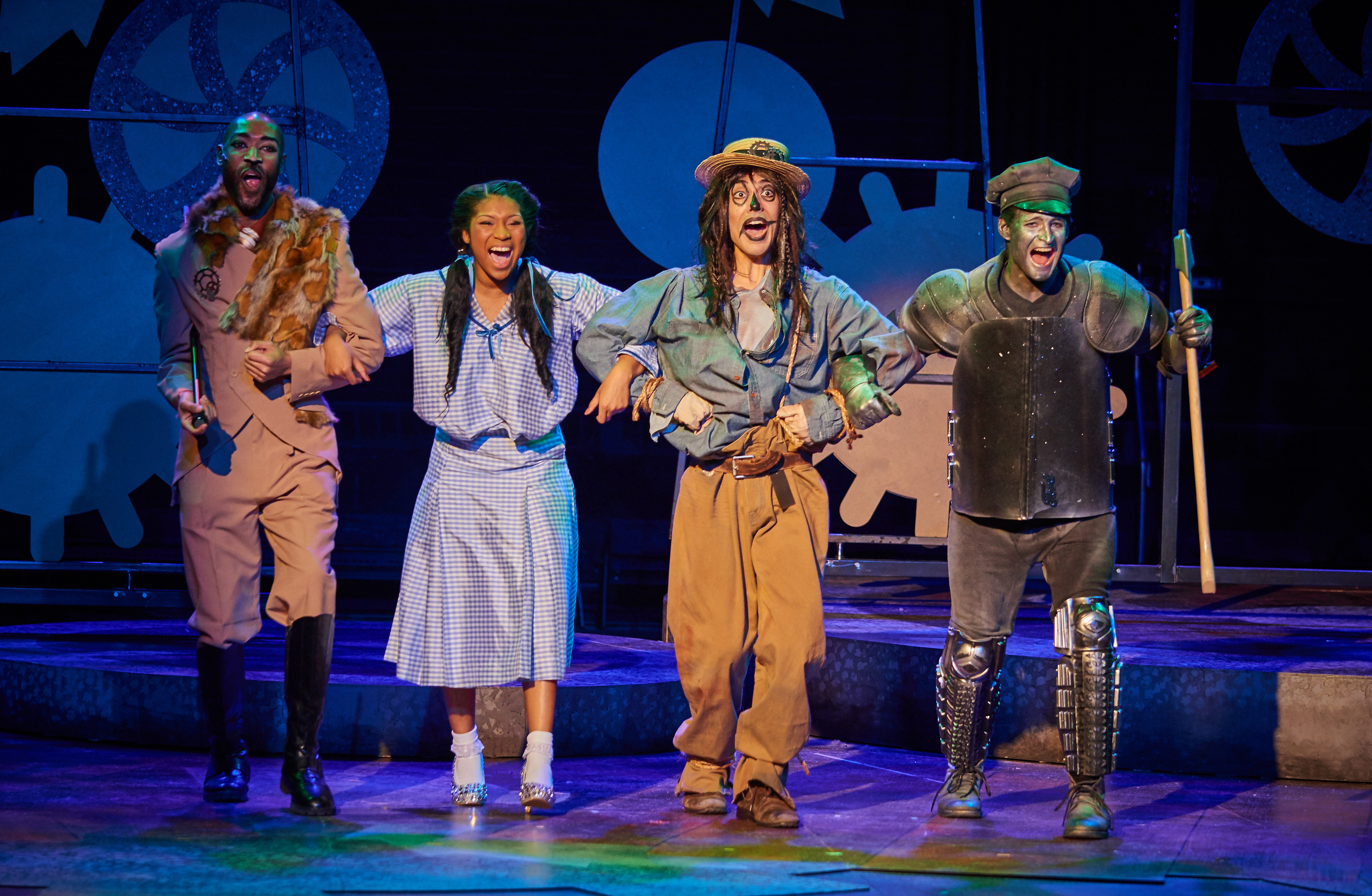 (L to R) Damien Norfleet as “Lion,” Quiana Holmes as “Dorothy”, Carl-Michael Ogle as “Scarecrow” and Justin Raymond Reeves as “Tin Man” | Courtesy of Fiddlehead Theatre Company/©mattmckeephoto.com